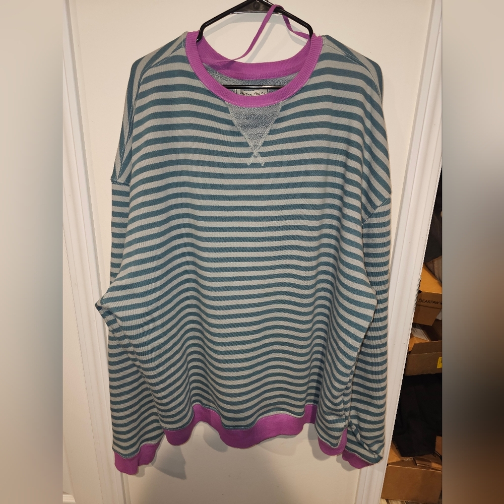 We The Free Oversized Striped Crewneck
